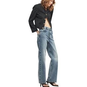Frame The Slouchy Straight Mid Rise Jeans Size 23 NWT Button Fly Straight Leg